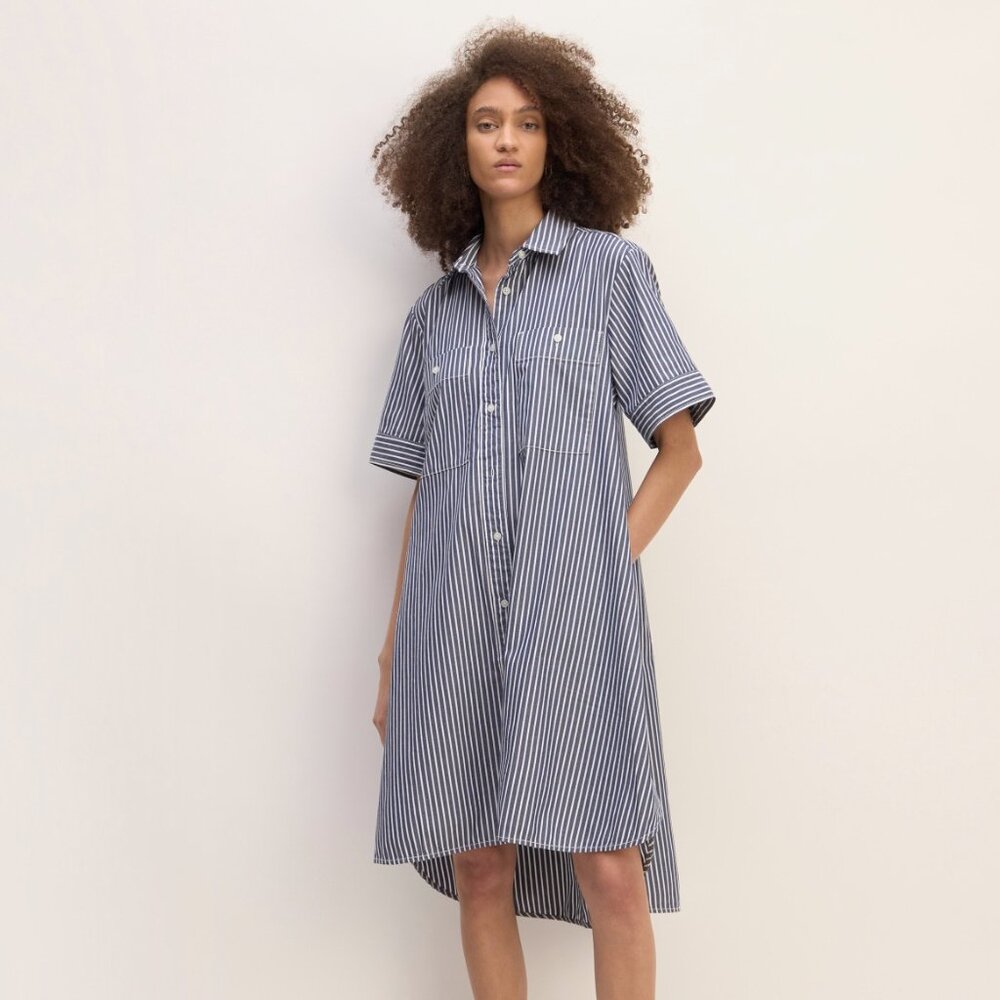 Everlane The Daytripper Shirtdress in Navy Stripe Size XS